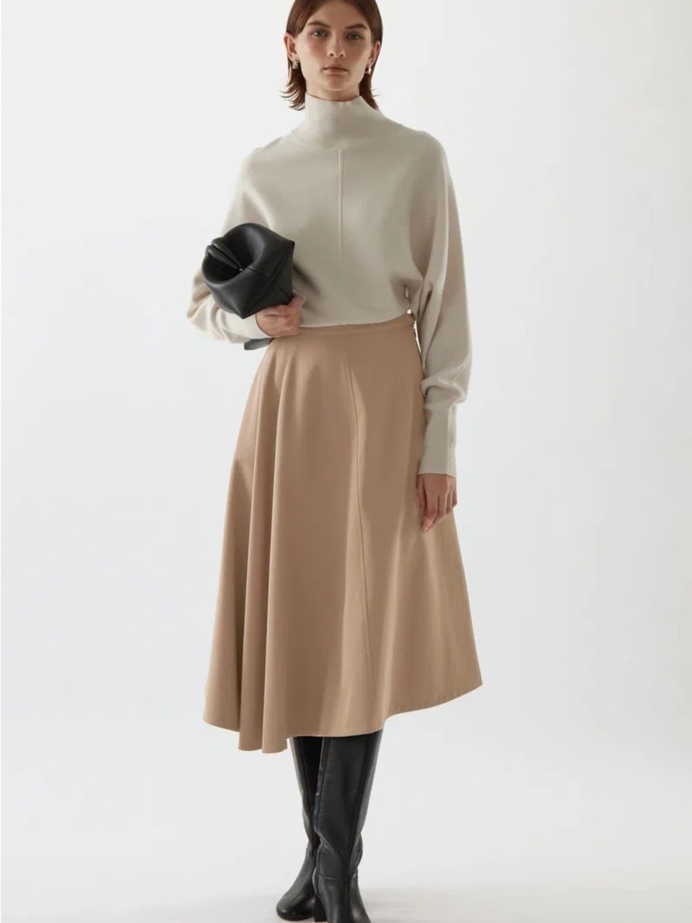 COS Asymmetric Organic Cotton A-line Skirt (Beige) - Picture 7 of 11